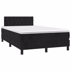 vidaXL Letto a Molle con Materasso e LED Nero 120x200 cm in Velluto - Vista aggiuntiva 3