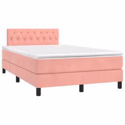 vidaXL Letto a Molle con Materasso e LED Rosa 120x200 cm in Velluto - Vista aggiuntiva 3