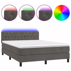Letto a Molle con Materasso e LED Grigio Scuro 140x190 cmcod mxl 122870 - Vista aggiuntiva 2