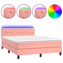 Letto a Molle con Materasso e LED Rosa 140x190 cm in Vellutocod mxl 74940 - Vista aggiuntiva 2