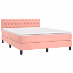 Letto a Molle con Materasso e LED Rosa 140x190 cm in Vellutocod mxl 74940 - Vista aggiuntiva 3