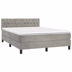 Letto a Molle Materasso e LED Grigio Chiaro 140x200 cm Vellutocod mxl 98927 - Vista aggiuntiva 3