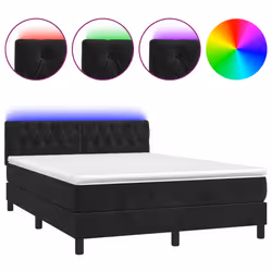 Letto a Molle con Materasso e LED Nero 140x200 cm in Vellutocod mxl 99222 - Vista aggiuntiva 2