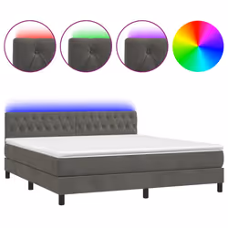 vidaXL Letto a Molle con Materasso e LED Grigio Scuro 160x200 cm - Vista aggiuntiva 2