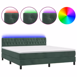 Letto a Molle con Materasso e LED Verde Scuro 160x200cm Vellutocod mxl 122880 - Vista aggiuntiva 2