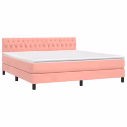 Letto a Molle con Materasso e LED Rosa 160x200 cm in Vellutocod mxl 122863 - Vista aggiuntiva 3
