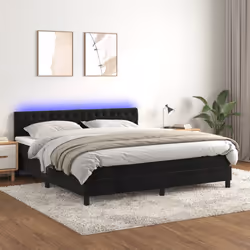 Letto a Molle con Materasso e LED Nero 180x200 cm in Vellutocod mxl 74941