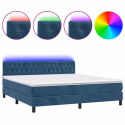 Letto a Molle con Materasso e LED Blu Scuro 180x200 cmcod mxl 98936 - Vista aggiuntiva 2