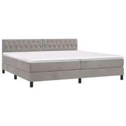 vidaXL Letto a Molle Materasso e LED Grigio Chiaro 200x200 cm Velluto - Vista aggiuntiva 3