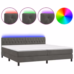 vidaXL Letto a Molle con Materasso e LED Grigio Scuro 200x200 cm - Vista aggiuntiva 2