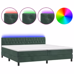 Letto a Molle con Materasso e LED Verde Scuro 200x200cm Vellutocod mxl 122876 - Vista aggiuntiva 2