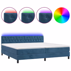 vidaXL Letto a Molle con Materasso e LED Blu Scuro 200x200 cm - Vista aggiuntiva 2