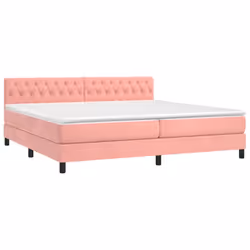 vidaXL Letto a Molle con Materasso e LED Rosa 200x200 cm in Velluto - Vista aggiuntiva 3