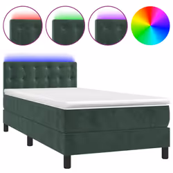 vidaXL Letto a Molle con Materasso e LED Verde Scuro 80x200cm Velluto - Vista aggiuntiva 2
