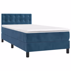 vidaXL Letto a Molle con Materasso e LED Blu Scuro 80x200cm in Velluto - Vista aggiuntiva 3