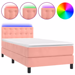 vidaXL Letto a Molle con Materasso e LED Rosa 80x200 cm in Velluto - Vista aggiuntiva 2