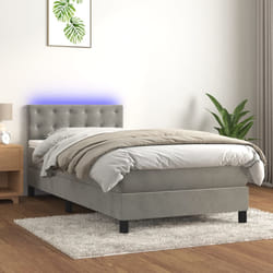 Letto a Molle Materasso e LED Grigio Chiaro 90x190 cm Vellutocod mxl 98948
