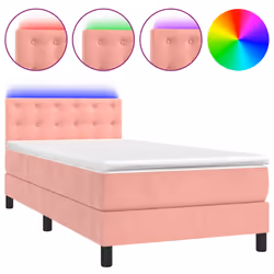 Letto a Molle con Materasso e LED Rosa 90x190 cm in Vellutocod mxl 98938 - Vista aggiuntiva 2