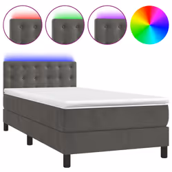 vidaXL Letto a Molle con Materasso e LED Grigio Scuro 90x200cm Velluto - Vista aggiuntiva 2