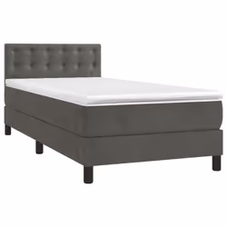 vidaXL Letto a Molle con Materasso e LED Grigio Scuro 90x200cm Velluto - Vista aggiuntiva 3