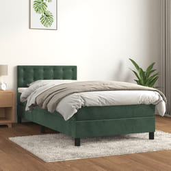 vidaXL Letto a Molle con Materasso e LED Verde Scuro 90x200cm Velluto