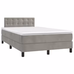 vidaXL Letto a Molle Materasso e LED Grigio Chiaro 120x200 cm Velluto - Vista aggiuntiva 3
