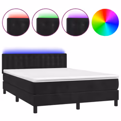vidaXL Letto a Molle con Materasso e LED Nero 140x190 cm in Velluto - Vista aggiuntiva 2