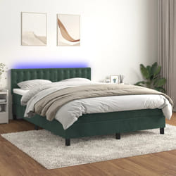 Letto a Molle con Materasso e LED Verde Scuro 140x190cm Vellutocod mxl 74934