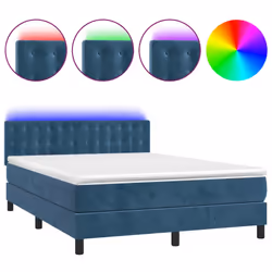 Letto a Molle con Materasso e LED Blu Scuro 140x190 cmcod mxl 98940 - Vista aggiuntiva 2