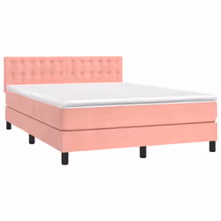Letto a Molle con Materasso e LED Rosa 140x190 cm in Vellutocod mxl 122872 - Vista aggiuntiva 3