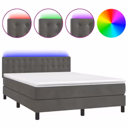 Letto a Molle con Materasso e LED Grigio Scuro 140x200 cmcod mxl 123161