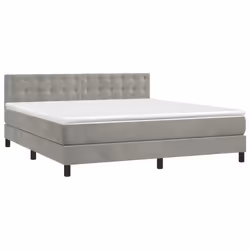 vidaXL Letto a Molle Materasso e LED Grigio Chiaro 160x200 cm Velluto - Vista aggiuntiva 3
