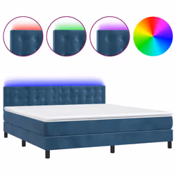 Letto a Molle con Materasso e LED Blu Scuro 160x200 cmcod mxl 98943