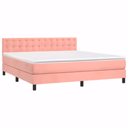 vidaXL Letto a Molle con Materasso e LED Rosa 180x200 cm in Velluto - Vista aggiuntiva 3