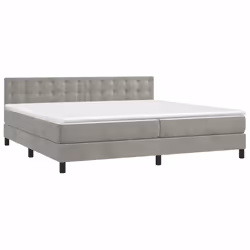 vidaXL Letto a Molle Materasso e LED Grigio Chiaro 200x200 cm Velluto - Vista aggiuntiva 3