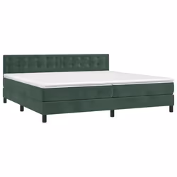 vidaXL Letto a Molle con Materasso e LED Verde Scuro 200x200cm Velluto - Vista aggiuntiva 3
