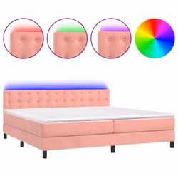 Letto a Molle con Materasso e LED Rosa 200x200 cm in Vellutocod mxl 74943 - Vista aggiuntiva 2