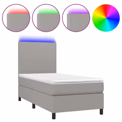 vidaXL Letto a Molle Materasso e LED Grigio Chiaro 80x200 cm Tessuto - Vista aggiuntiva 2