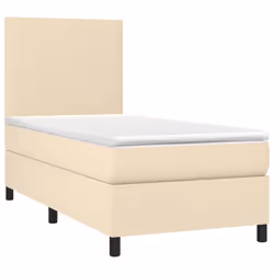 vidaXL Letto a Molle con Materasso e LED Crema 90x190 cm in Tessuto - Vista aggiuntiva 3