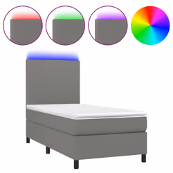 vidaXL Letto a Molle Materasso e LED Grigio Scuro 90x200 cm in Tessuto - Vista aggiuntiva 2