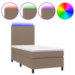 vidaXL Letto a Molle con Materasso e LED Tortora 90x200 cm in Tessuto - Vista aggiuntiva 2