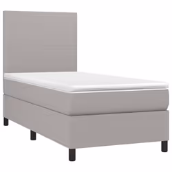 vidaXL Letto a Molle Materasso e LED Grigio Chiaro 100x200 cm Tessuto - Vista aggiuntiva 3