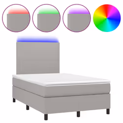vidaXL Letto a Molle Materasso e LED Grigio Chiaro 120x200 cm Tessuto - Vista aggiuntiva 2