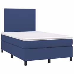 vidaXL Letto a Molle con Materasso e LED Blu 120x200cm in Tessuto - Vista aggiuntiva 3