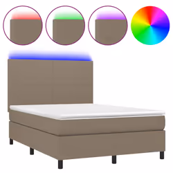 Letto a Molle con Materasso e LED Tortora 140x190 cm in Tessutocod mxl 74948 - Vista aggiuntiva 2