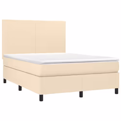 vidaXL Letto a Molle con Materasso e LED Crema 140x200 cm in Tessuto - Vista aggiuntiva 3
