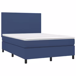 vidaXL Letto a Molle con Materasso e LED Blu 140x200 cm in Tessuto - Vista aggiuntiva 3