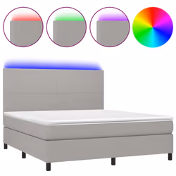 vidaXL Letto a Molle Materasso e LED Grigio Chiaro 160x200 cm Tessuto - Vista aggiuntiva 2