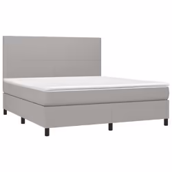 vidaXL Letto a Molle Materasso e LED Grigio Chiaro 160x200 cm Tessuto - Vista aggiuntiva 3