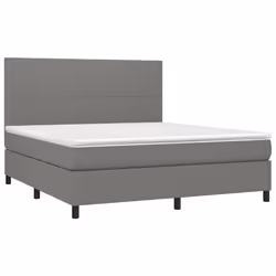 vidaXL Letto a Molle Materasso e LED Grigio Scuro 160x200cm in Tessuto - Vista aggiuntiva 3